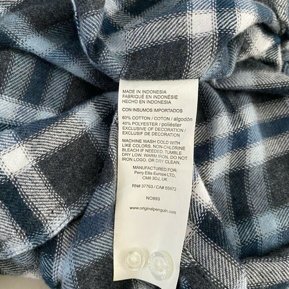 Original Penguin Mens Heathered Trim Fit Flannel Shirt Long Sleeve XXL - Picture 7 of 9